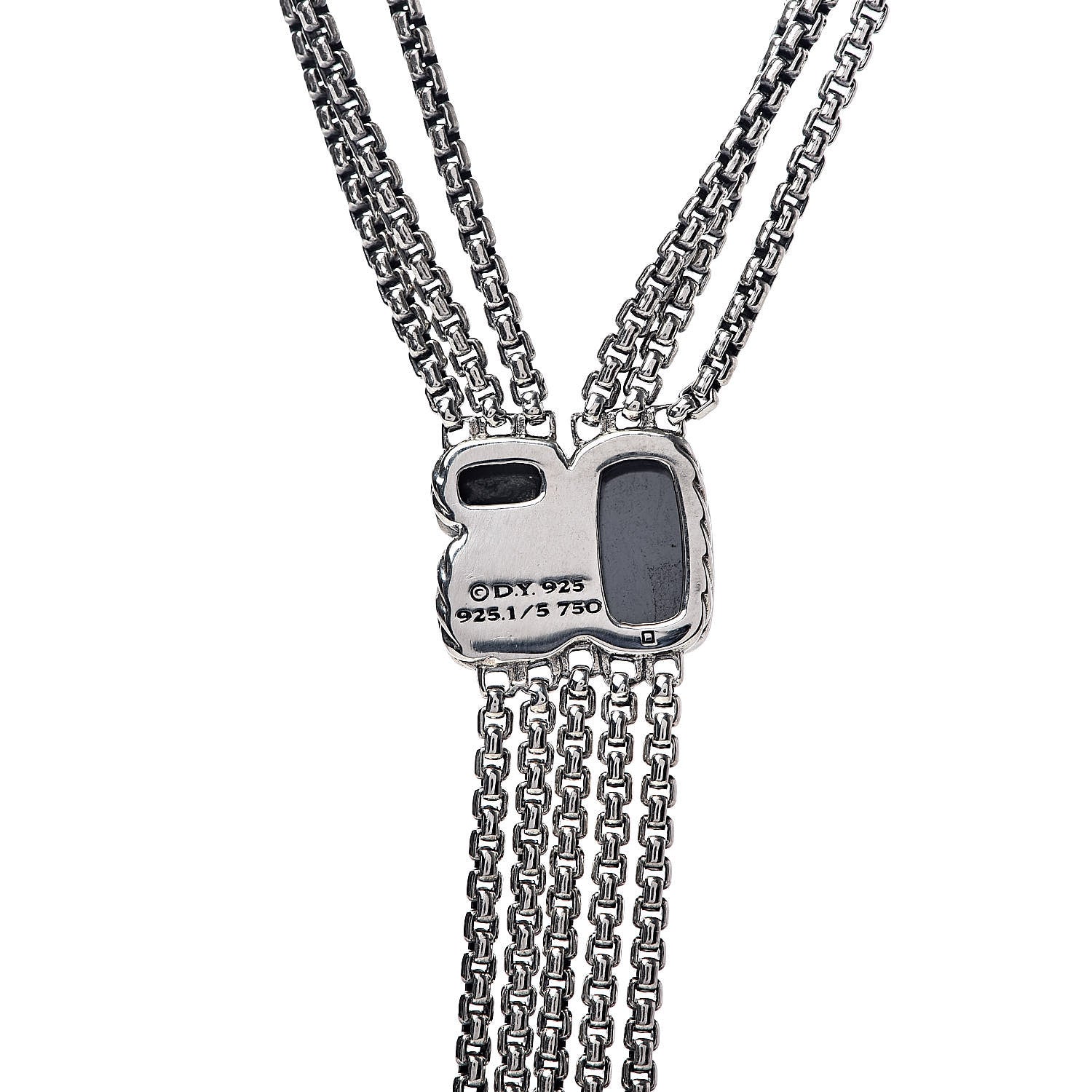 David Yurman Sterling Silver 18K Yellow Gold Black Diamond Hematite Confetti Drop Necklace 5 of 5
