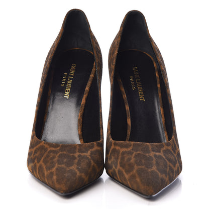Saint Laurent Suede Leopard Printed Paris 105 Pumps 41 Natural Coffee 2 of 8