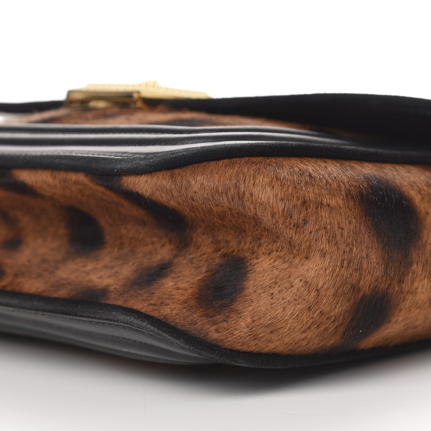 Calfskin Leopard Icon Chain Flap Black