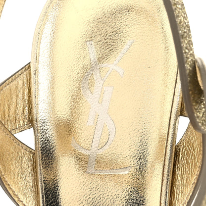 Saint Laurent Glitter Calfskin Tribute 105 Platform Sandals 38.5 Gold 8 of 9