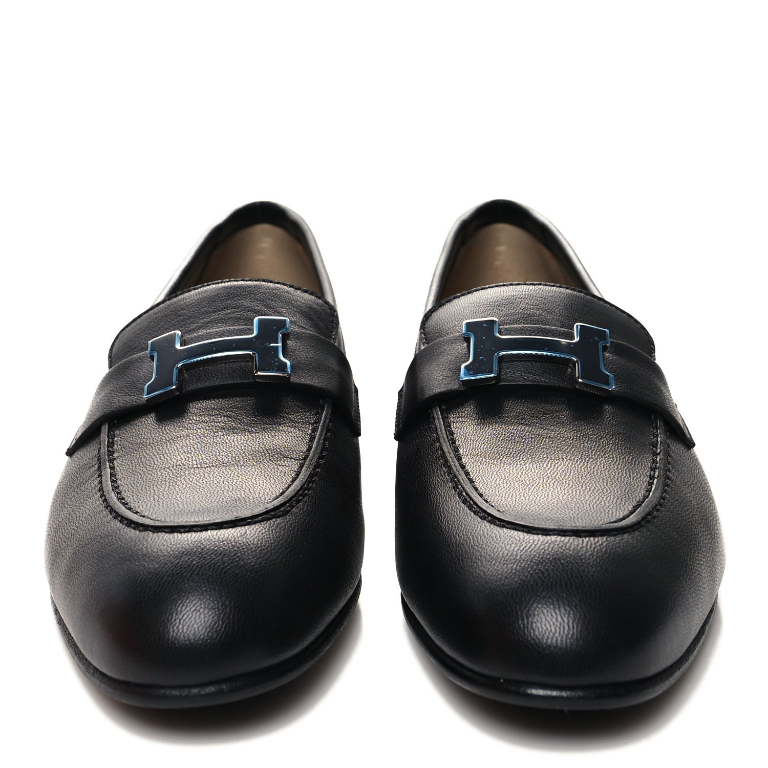 Hermes Goatskin Womens Paris Loafers 37 Black 2 of 9