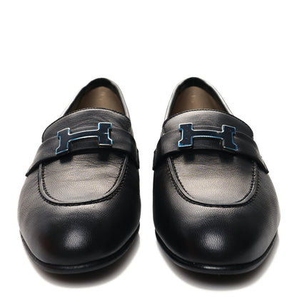 Hermes Goatskin Womens Paris Loafers 37 Black 2 of 9