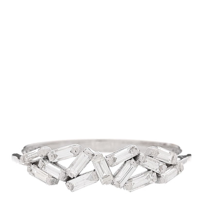 Suzanne Kalan 18K White Gold Diamond Baguette Fireworks Ring 54 6.75 1 of 7