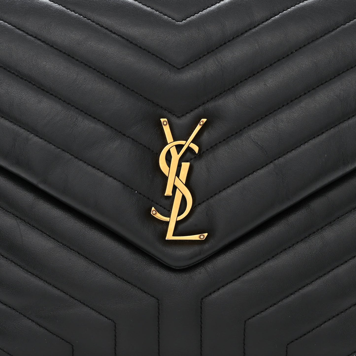 Calfskin Y Quilted Monogram Large Loulou Chain Satchel Black