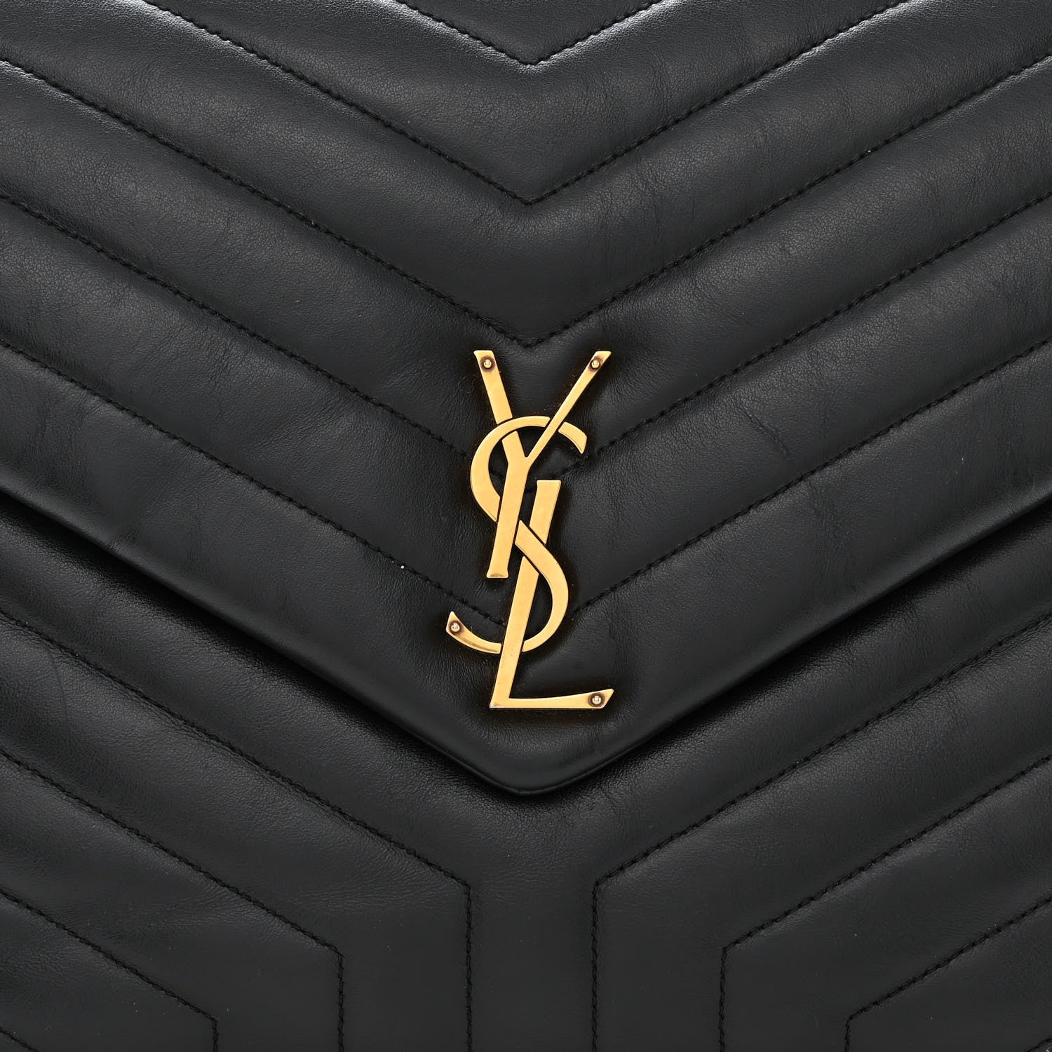 Saint Laurent Calfskin Y Quilted Monogram Large Loulou Chain Satchel Black 9 of 13