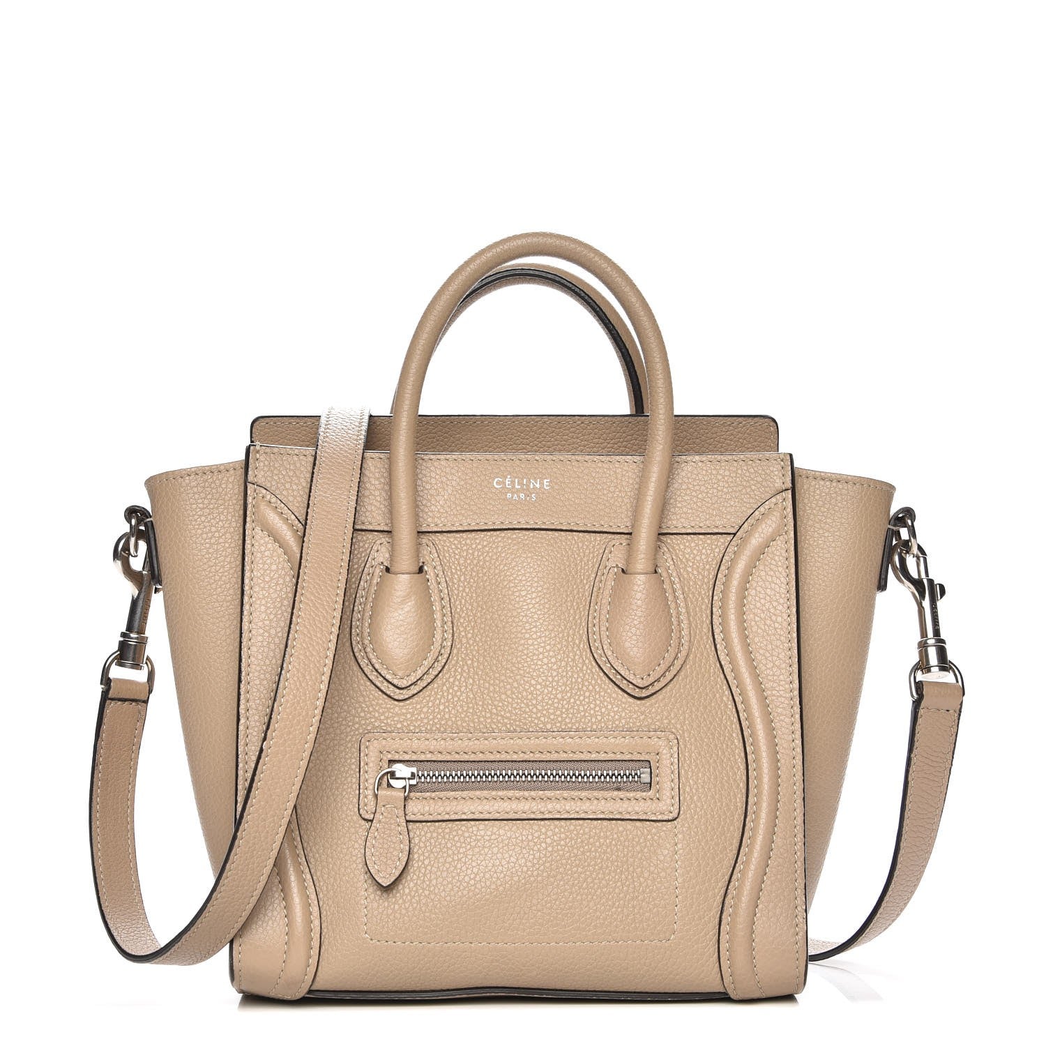 Celine Drummed Calfskin Nano Luggage Dune 1 of 8