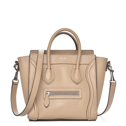 Celine Drummed Calfskin Nano Luggage Dune 1 of 8