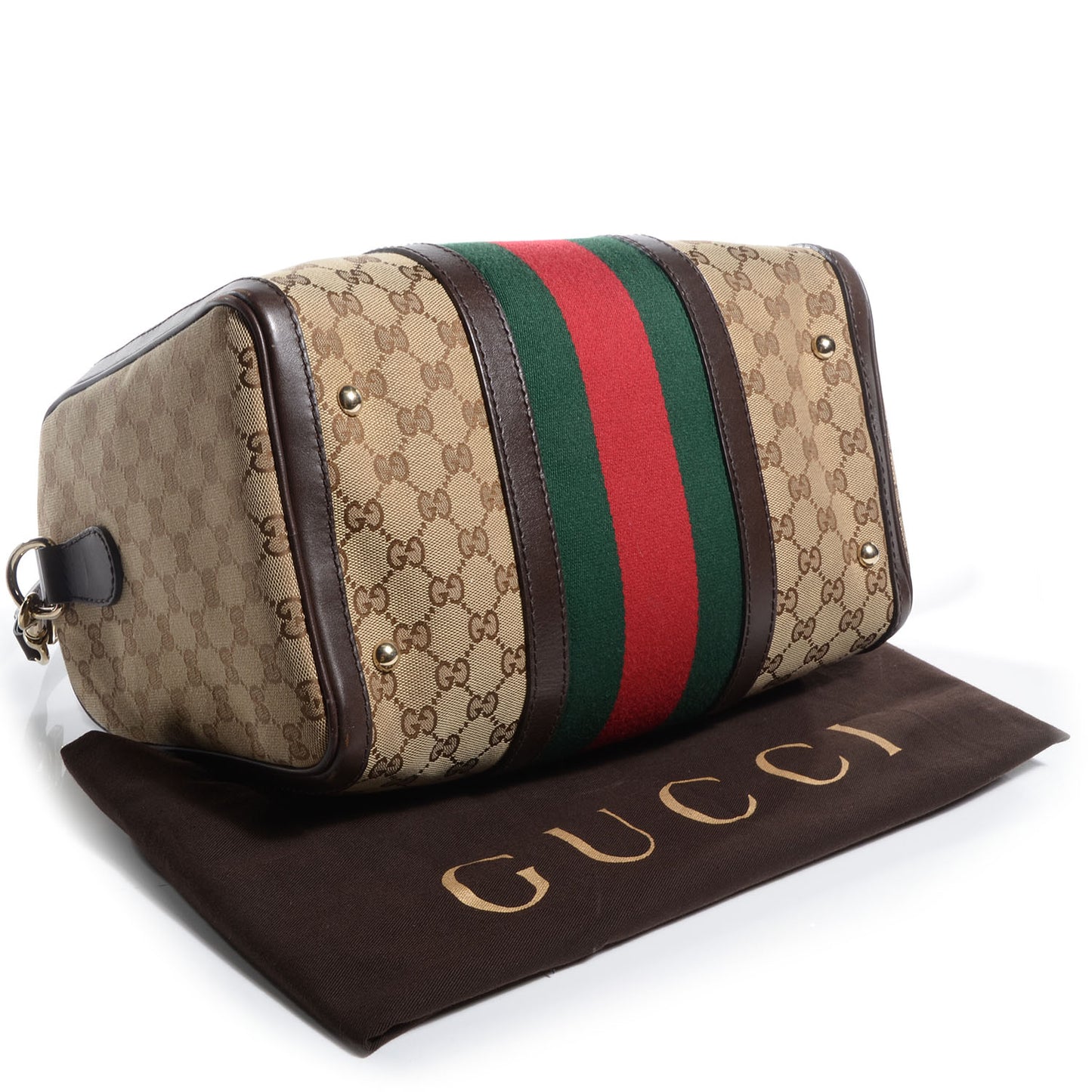 Monogram Selleria Calfskin Vintage Web Medium Boston Beige Ebony Cocoa