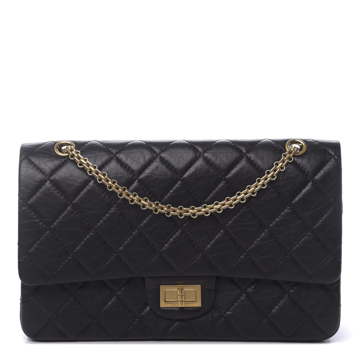 Aged Calfskin Quilted 2.55 Reissue 227 Flap Black