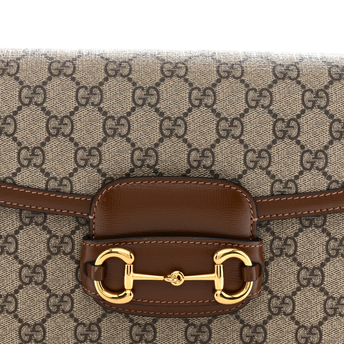 GG Supreme Monogram Horsebit 1955 Shoulder Bag Beige Brown Sugar