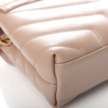Saint Laurent Calfskin Y Quilted Monogram Toy Loulou Crossbody Bag Dark Beige 6 of 13