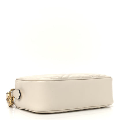 Gucci Calfskin Matelasse Small GG Marmont Chain Shoulder Bag White 4 of 10