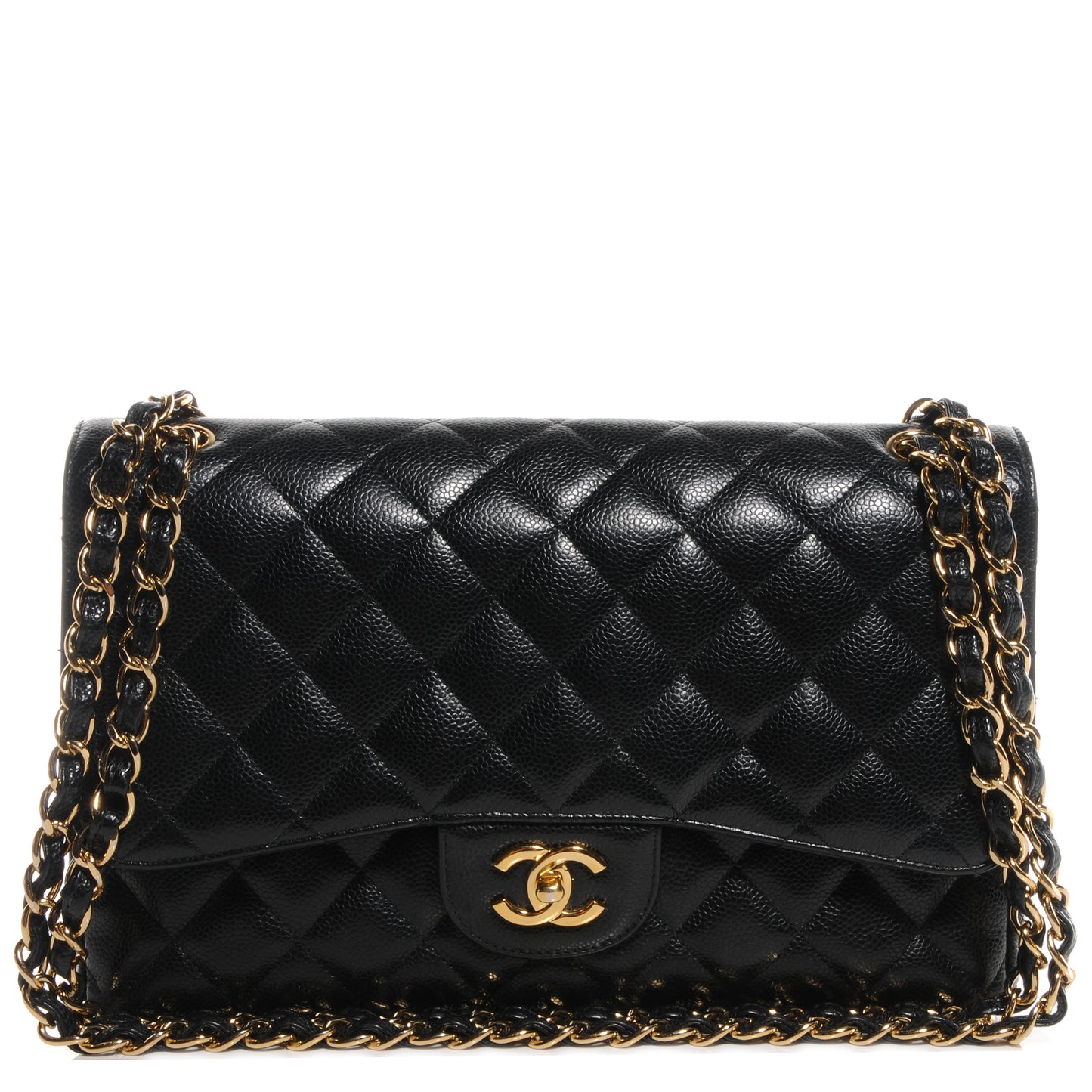 Caviar Quilted Jumbo Double Flap Black