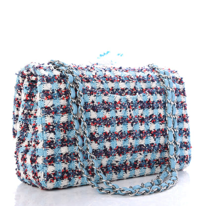 Chanel Tweed Medium Double Flap White Blue Navy Red 3 of 9