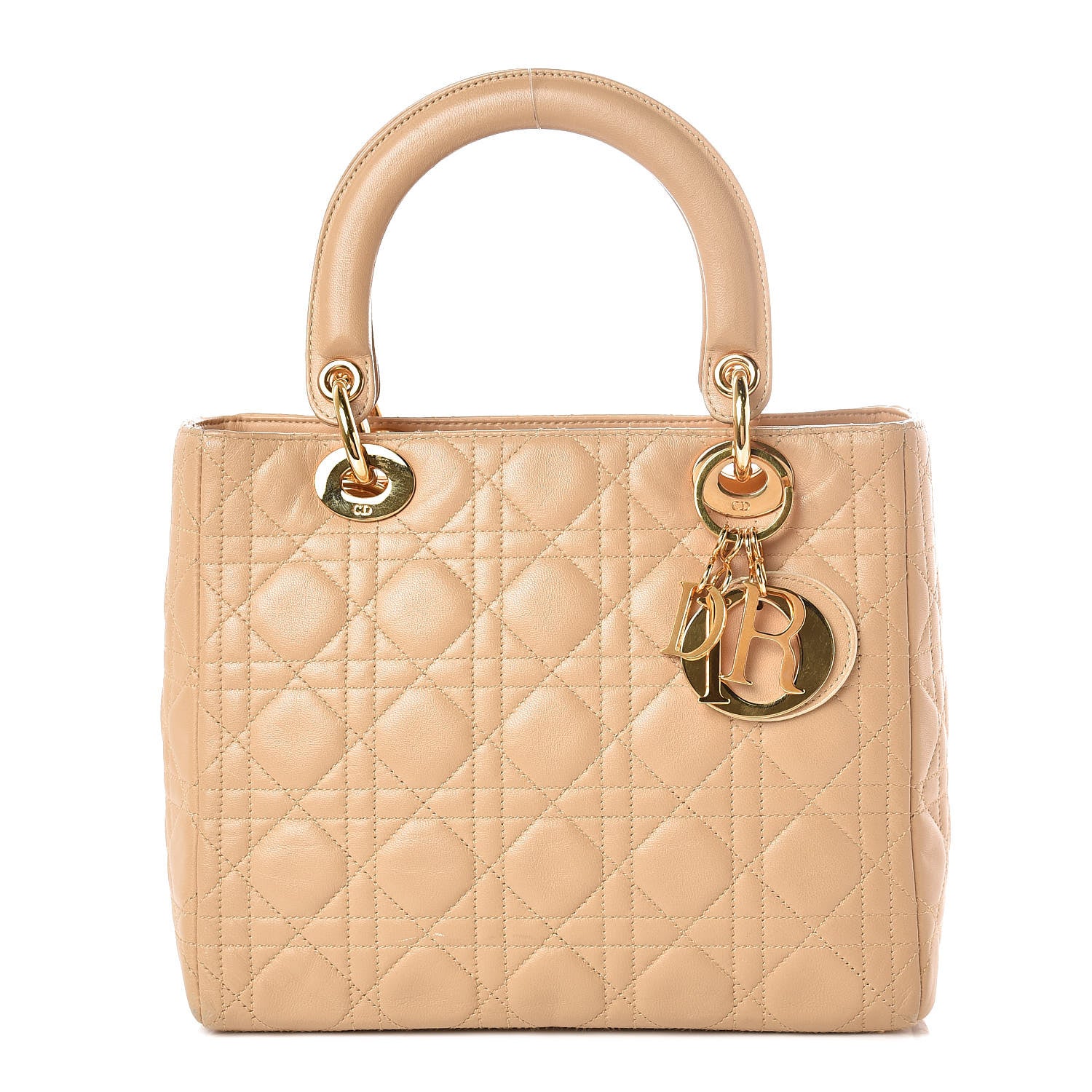 Christian Dior Lambskin Cannage Medium Lady Dior Beige 1 of 10