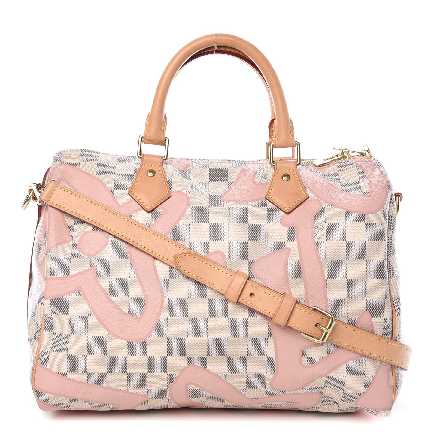 Damier Azur Tahitienne Speedy Bandouliere 30 Rose Ballerine