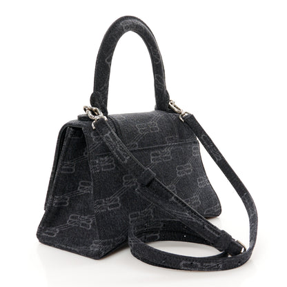 Balenciaga Washed Denim BB Monogram Small Hourglass Top Handle Bag Black 3 of 10