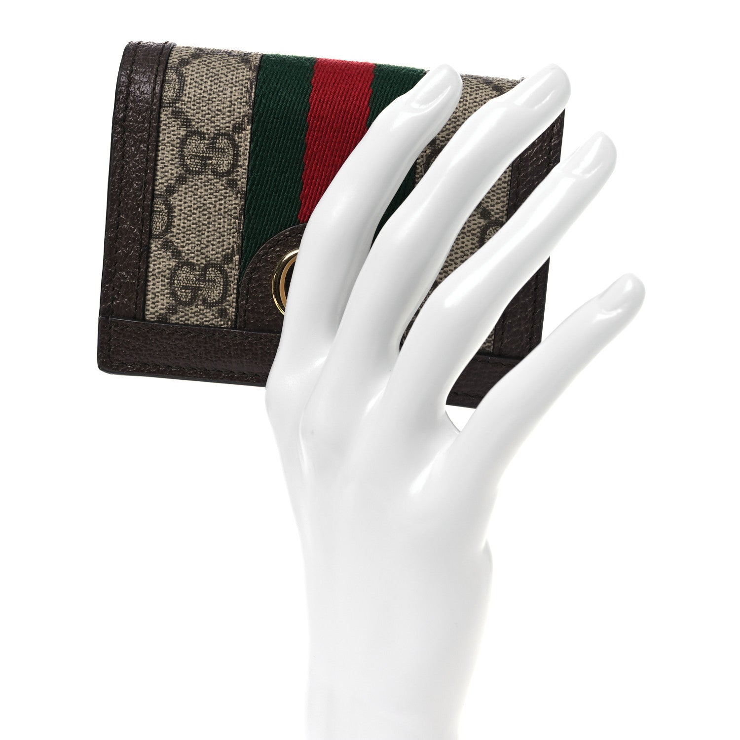 Gucci GG Supreme Monogram Web Ophidia Card Case Beige New Acero 2 of 14