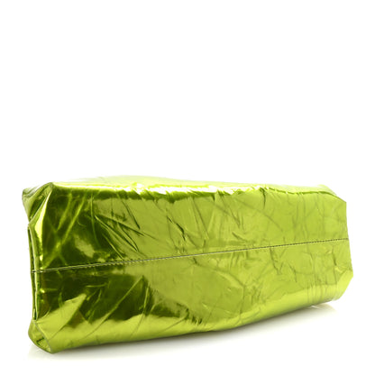 Bottega Veneta Metallic Crushed Calfskin Teen Pouch Chlorophyll 4 of 7