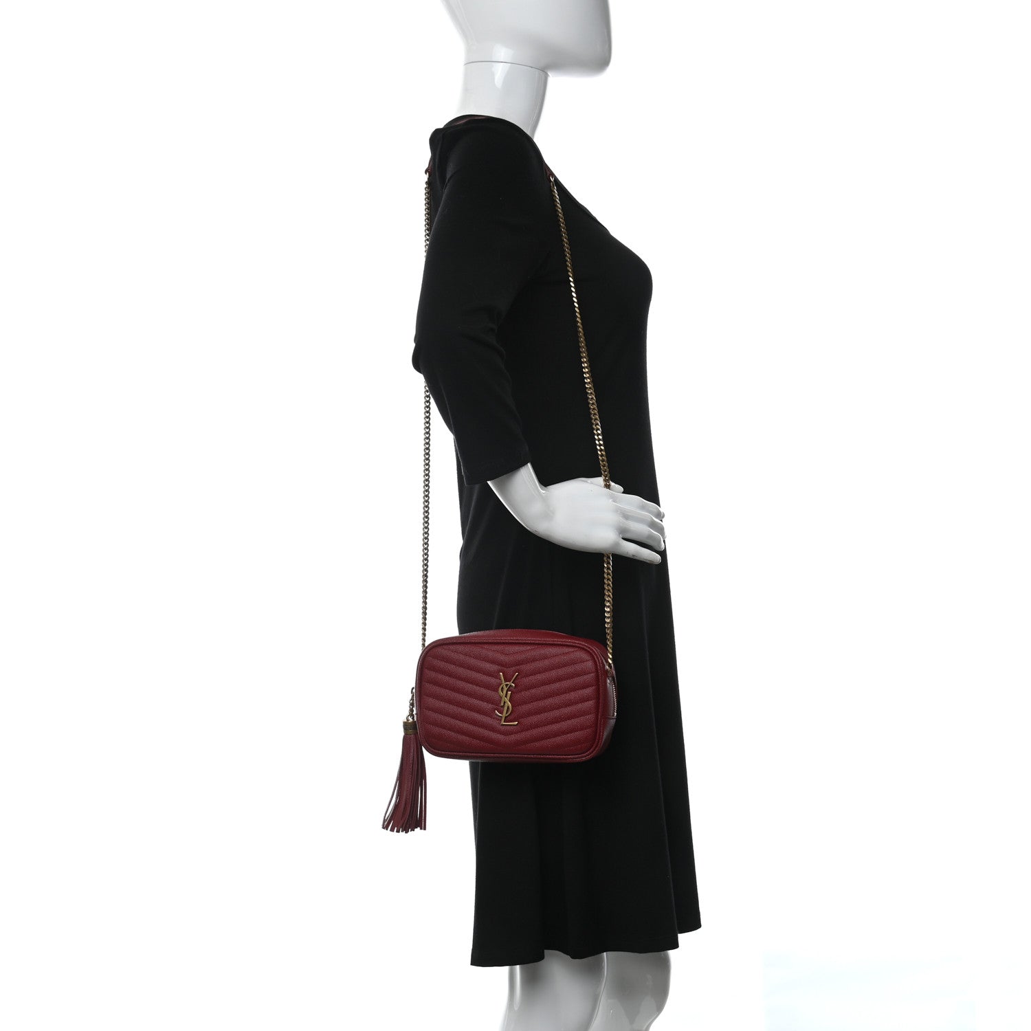 Saint Laurent Grain De Poudre Matelasse Monogram Mini Lou Camera Bag Opyum Red 2 of 11