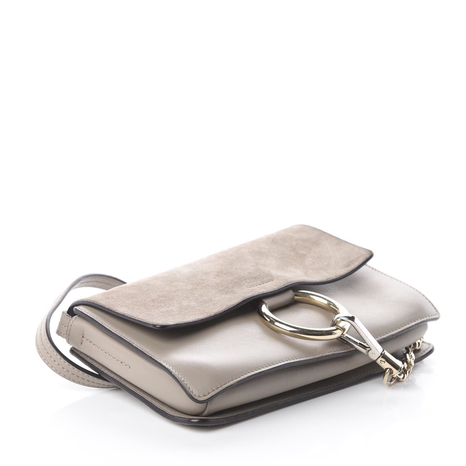 Chloe Suede Calfskin Small Faye Shoulder Bag Motty Grey 3 of 7