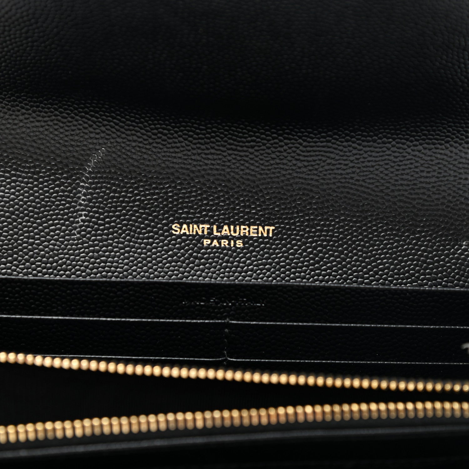 Saint Laurent Grain De Poudre Matelasse Chevron Monogram Flap Wallet Black 6 of 10