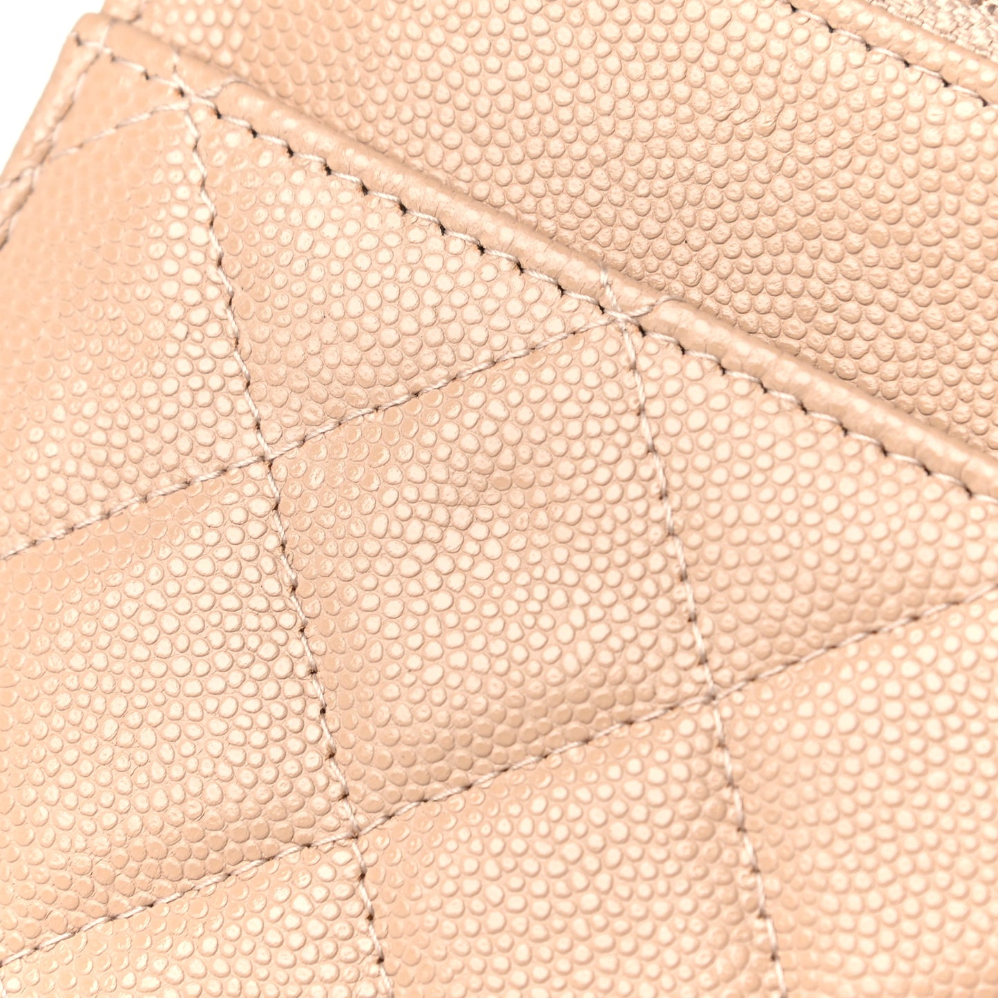 Caviar Quilted Wallet On Chain WOC Beige