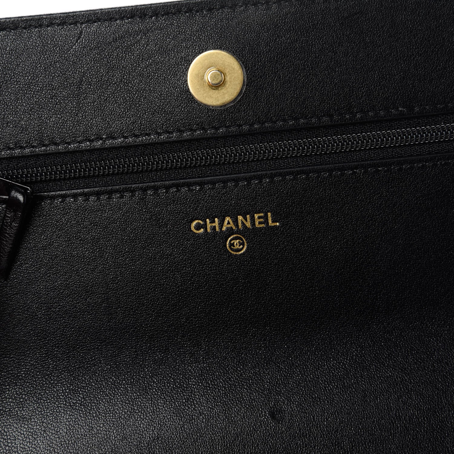 Chanel Goatskin Quilted Chanel 19 Wallet On Chain WOC Black 8 of 12