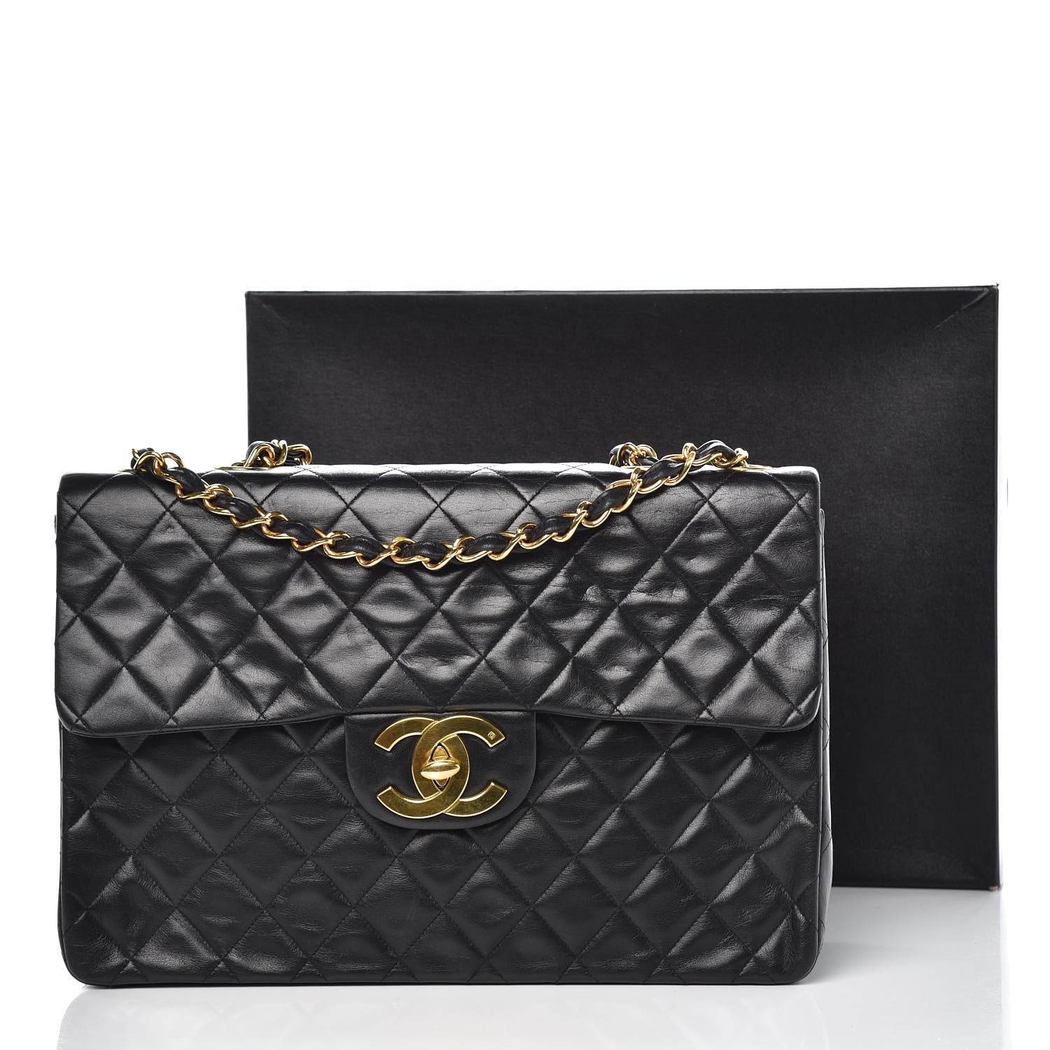 Chanel Lambskin Quilted XL Jumbo Single Flap Black 10 of 10