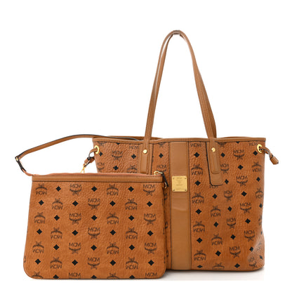 MCM Visetos Medium Liz Reversible Shopper Tote Cognac 3 of 14