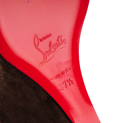 Christian Louboutin Suede Melisa 85 Ankle Wedge Boots 37.5 Coffee 6 of 7