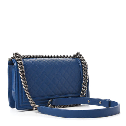Chanel Caviar Quilted Medium Boy Flap Blue 4 of 11