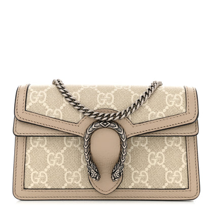 Gucci GG Supreme Monogram Textured Dollar Calfskin Super Mini Dionysus Shoulder Bag Beige Mystic White Oatmeal 1 of 11
