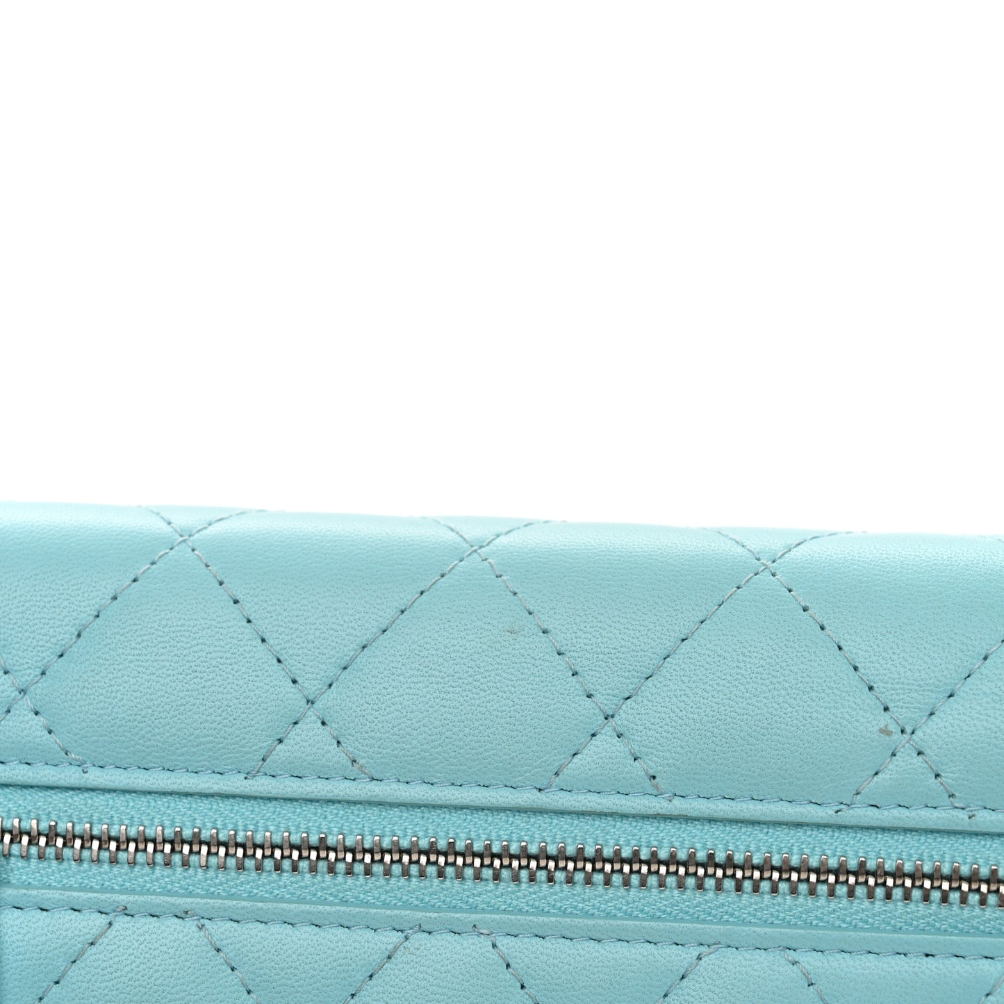 Lambskin Quilted Mini Wallet On Chain WOC Neon Blue