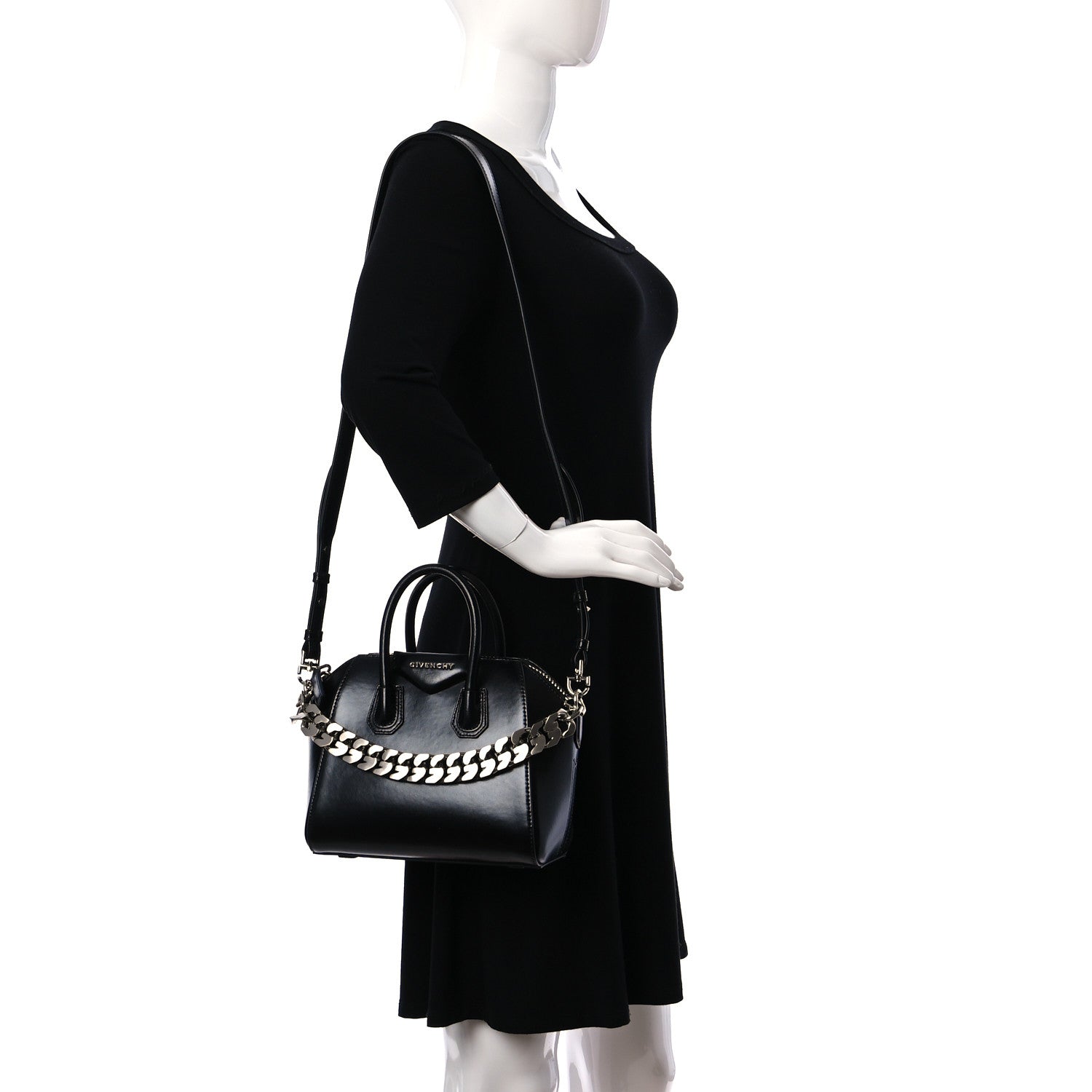 Givenchy Shiny Lord Calfskin Mini Antigona With Chain Black 2 of 18
