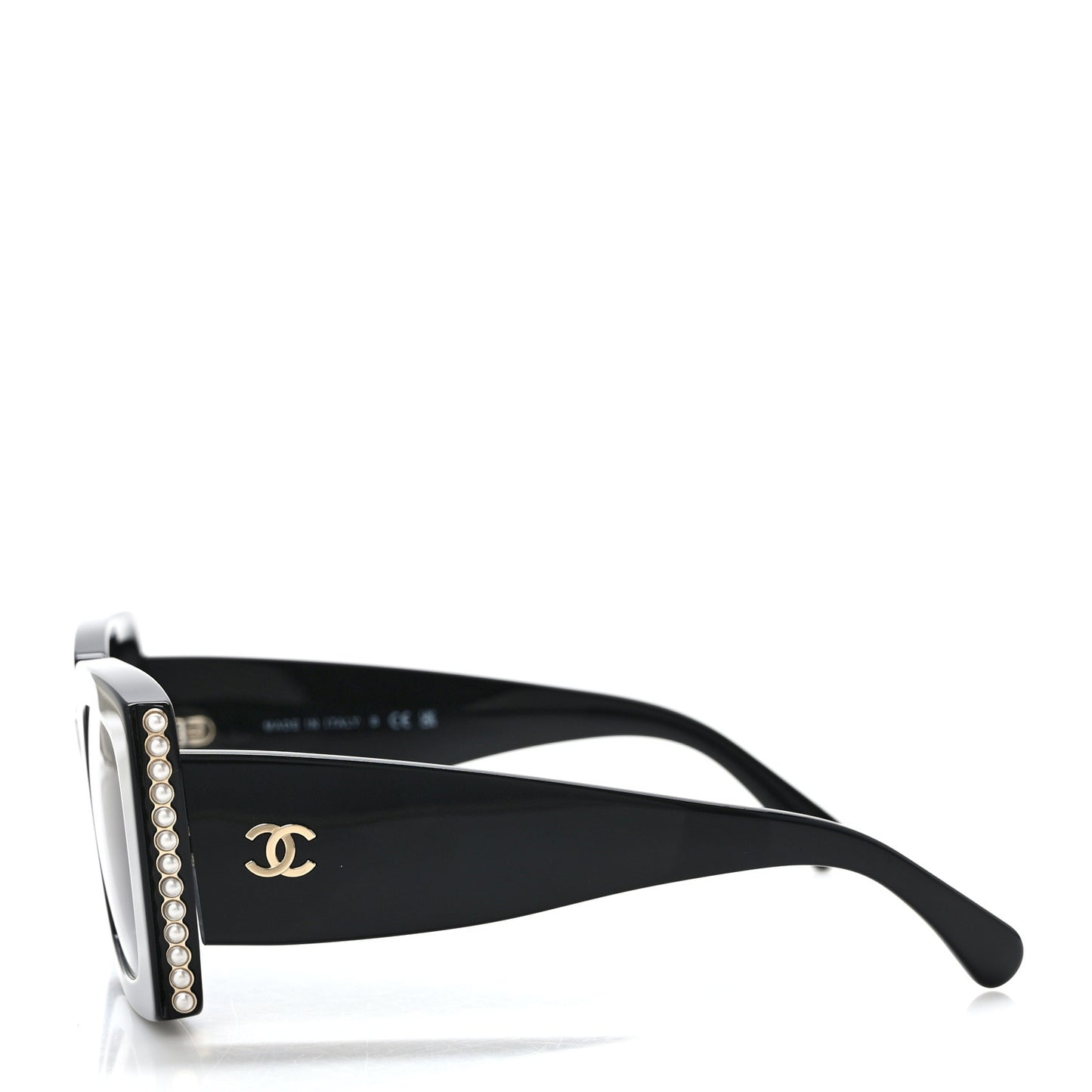 Acetate Pearl Rectangle Sunglasses 5480-H-A Black