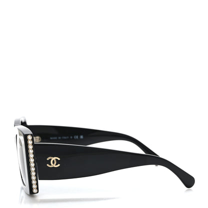 Chanel Acetate Pearl Rectangle Sunglasses 5480-H-A Black 3 of 7
