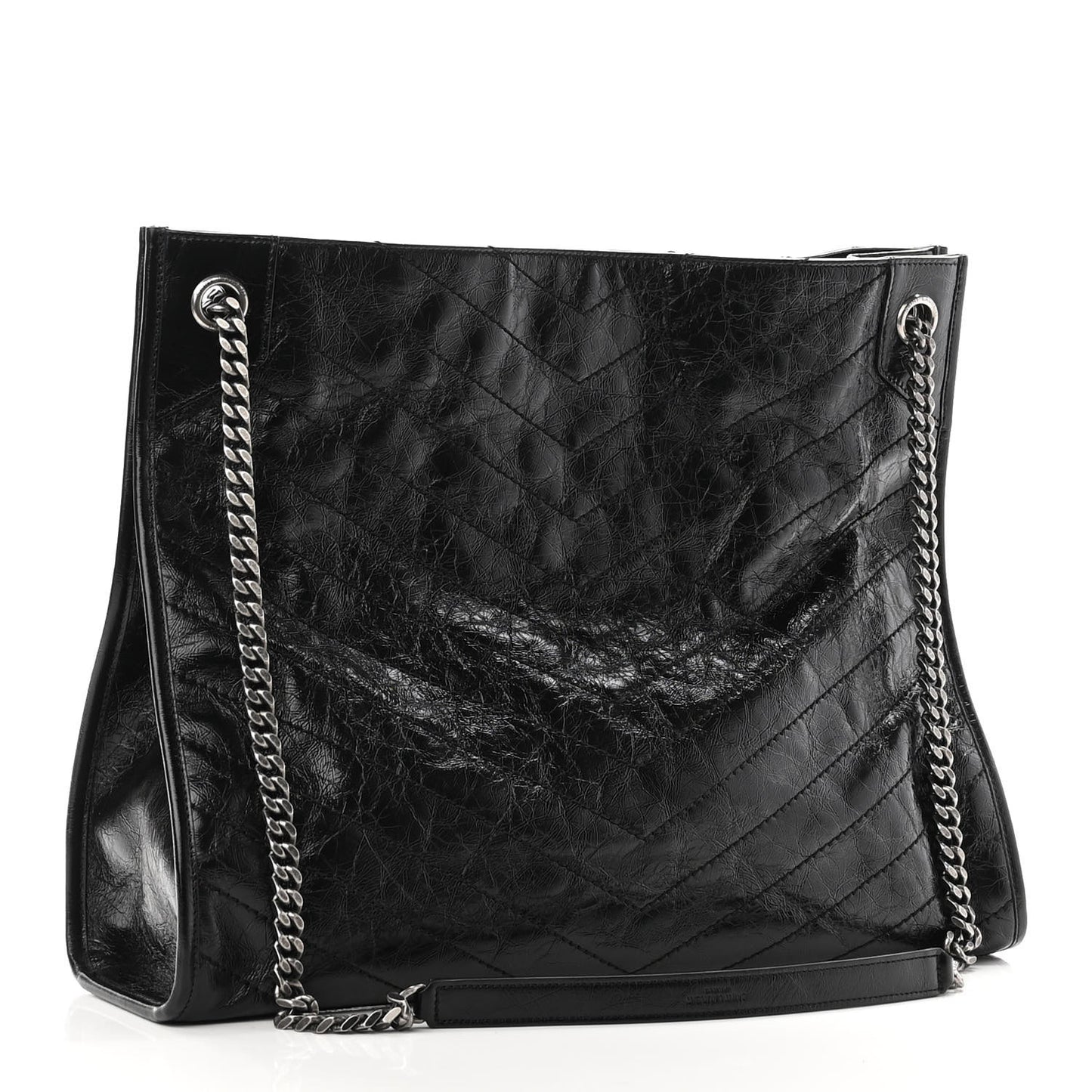 Crinkled Calfskin Matelasse Monogram Niki Shoulder Bag Black