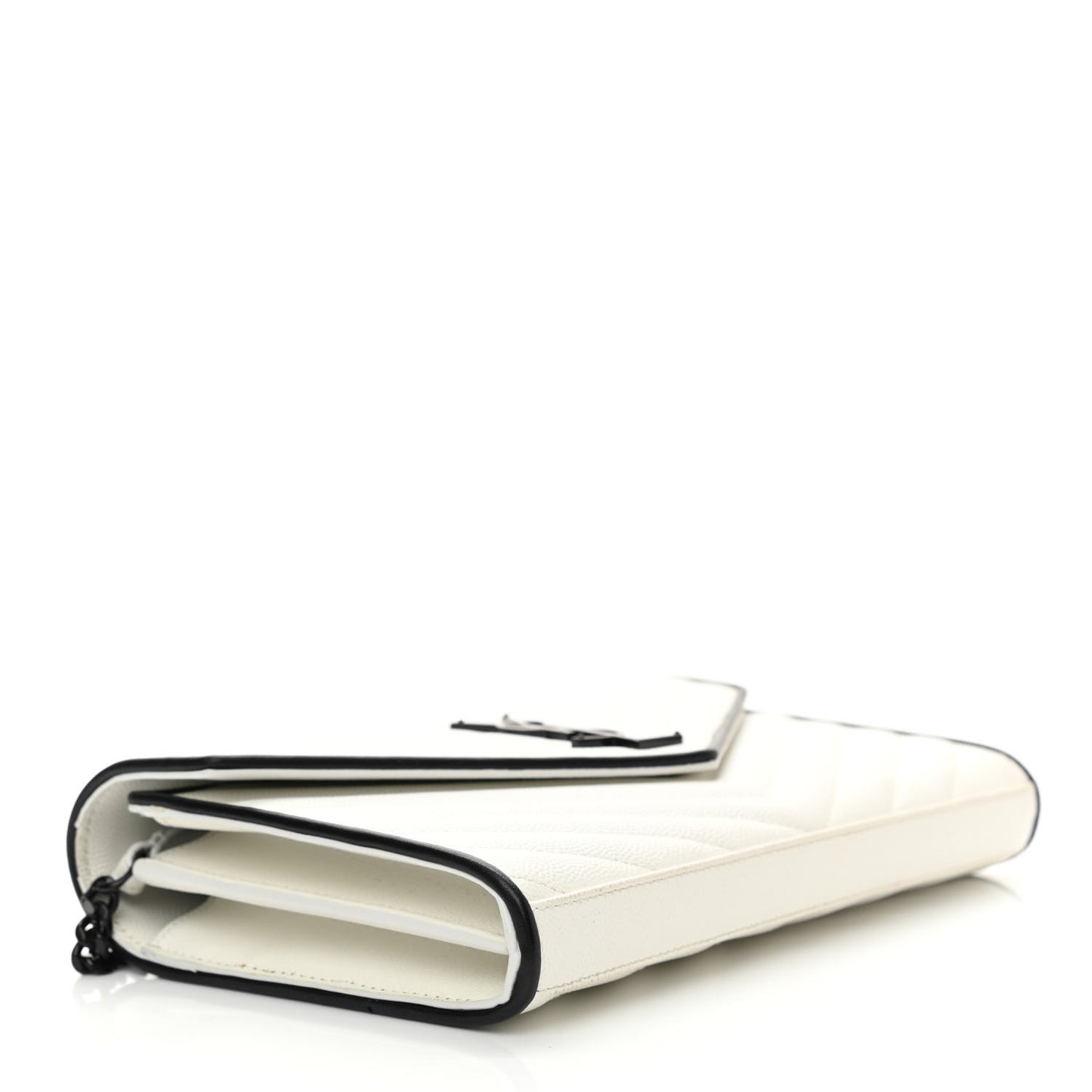 Grain De Poudre Matelasse Monogram Chain Wallet White Black