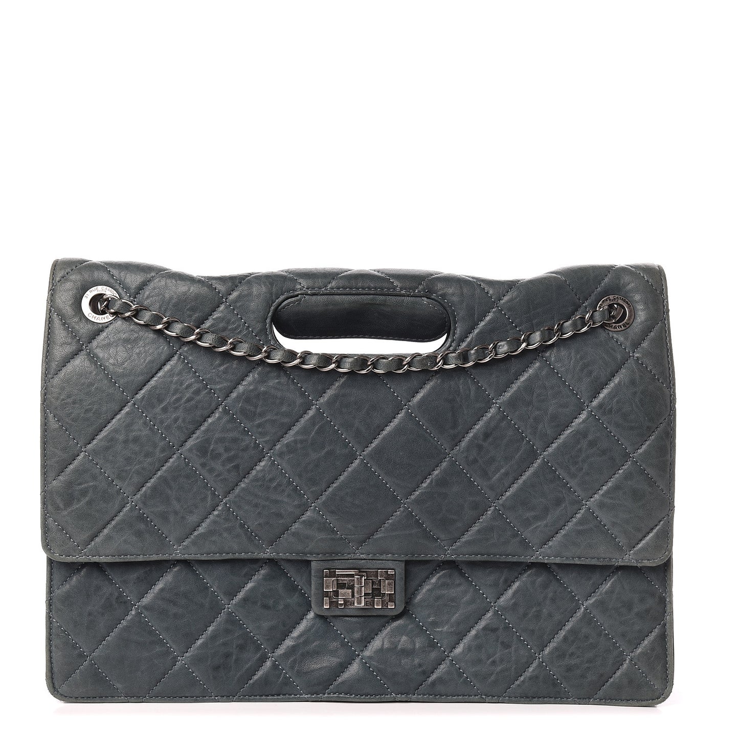 Washed Lambskin Quilted Maxi Take Away Flap Turquoise