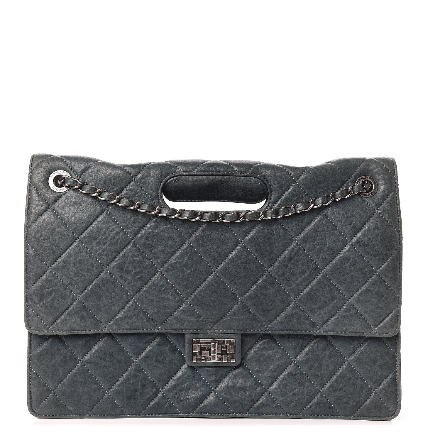 Chanel Washed Lambskin Quilted Maxi Take Away Flap Turquoise 1 of 11