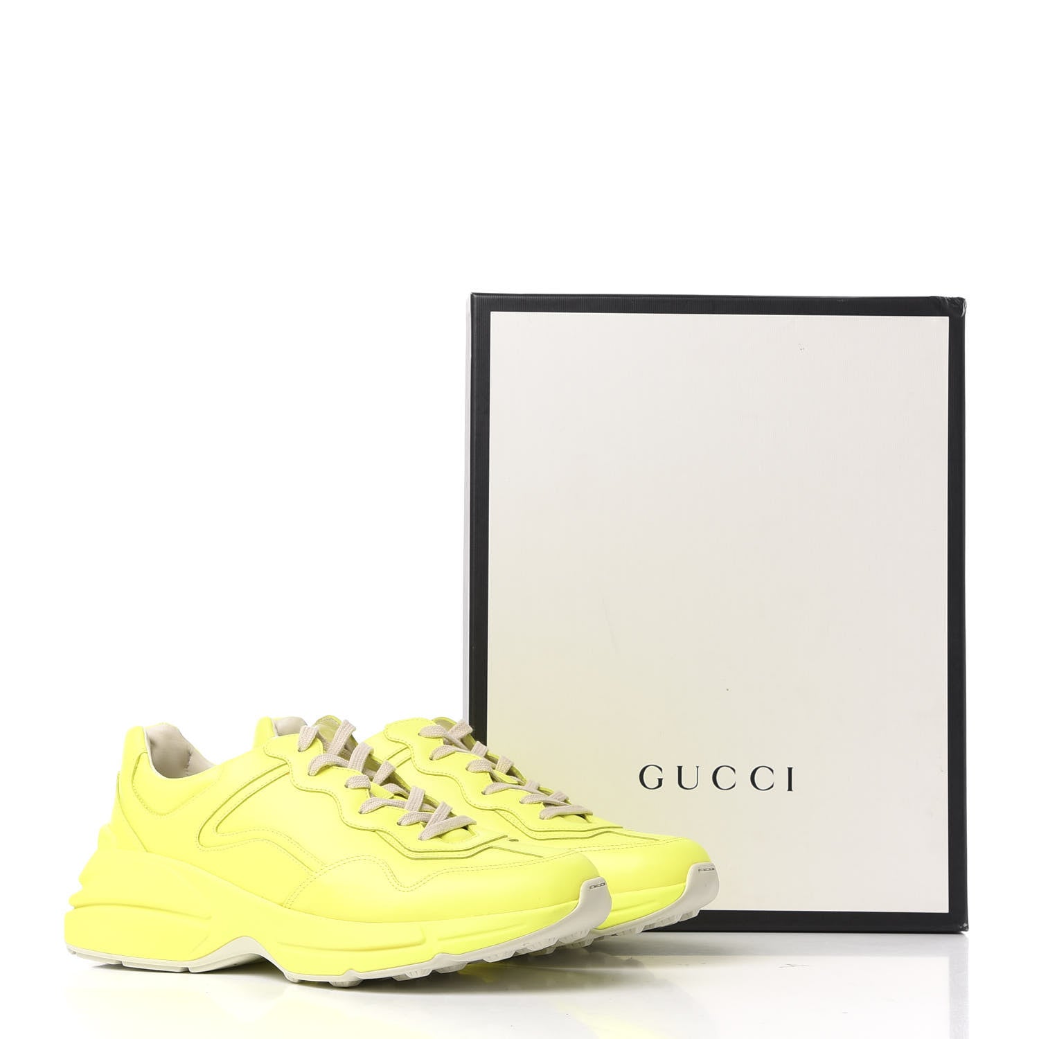 Gucci Calfskin Mens Rhyton Sneakers 9 Yellow Fluo 11 of 11