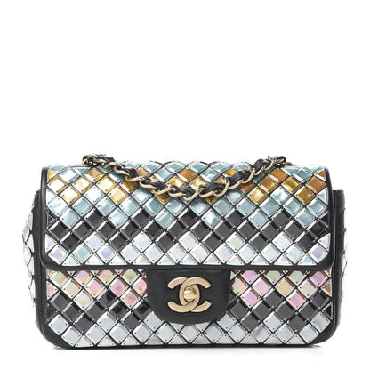 Chanel Lambskin Mosaic Small Flap Black Gold Light Blue 1 of 9