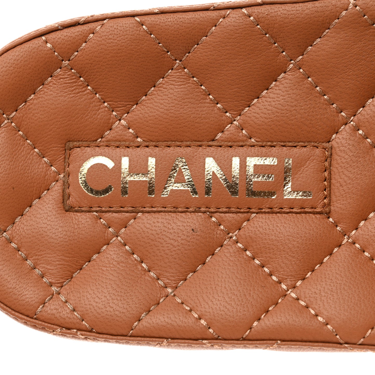 Lambskin Quilted CC Mules Sandals 38 Brown