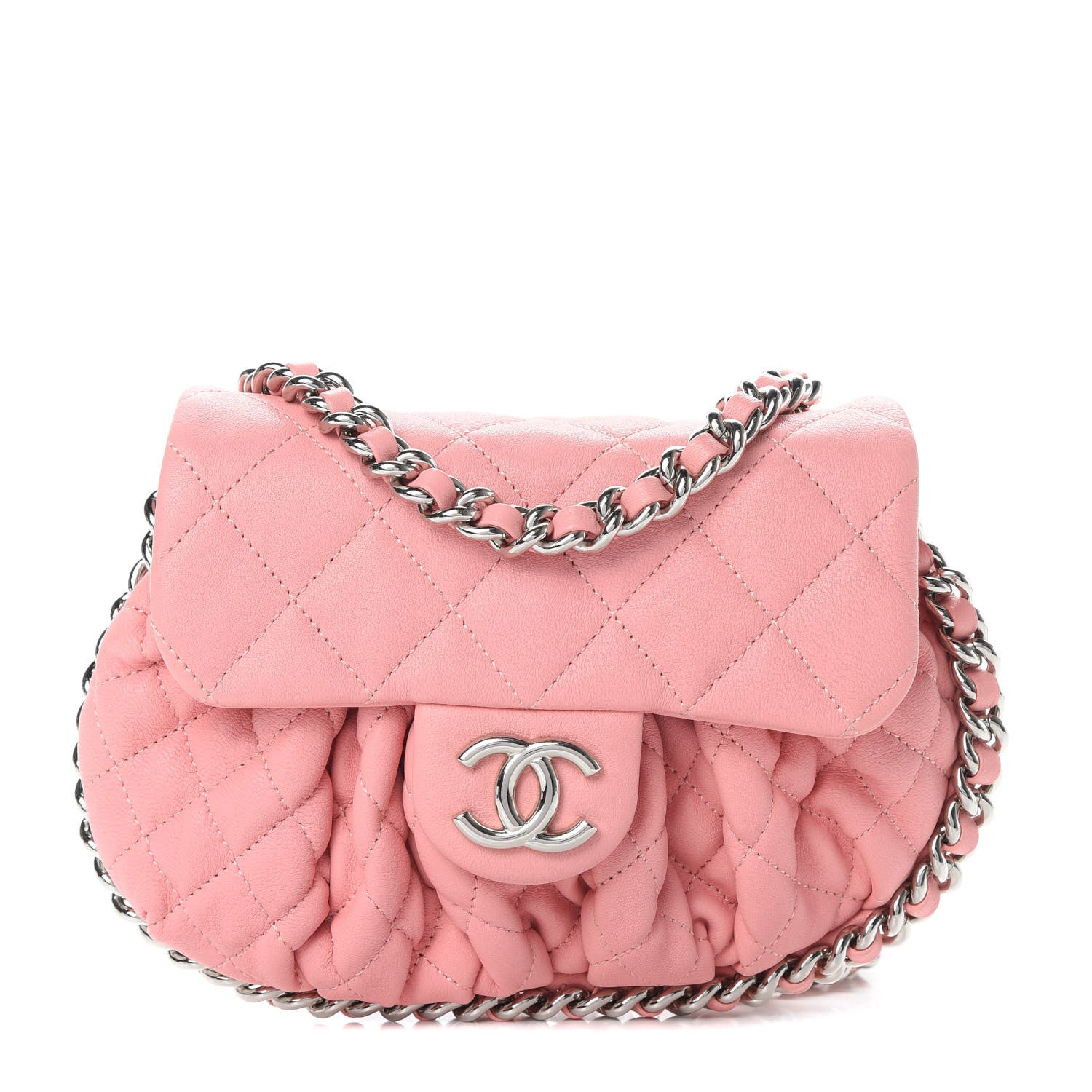 Chanel Washed Lambskin Quilted Mini Chain Around Messenger Pink 1 of 11