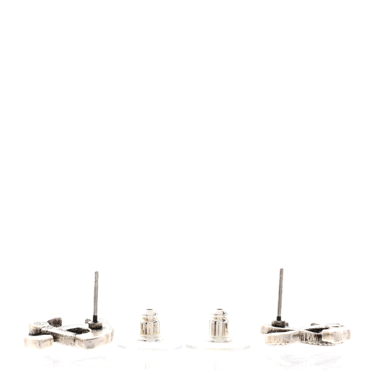 Textured CC Earrings Silver