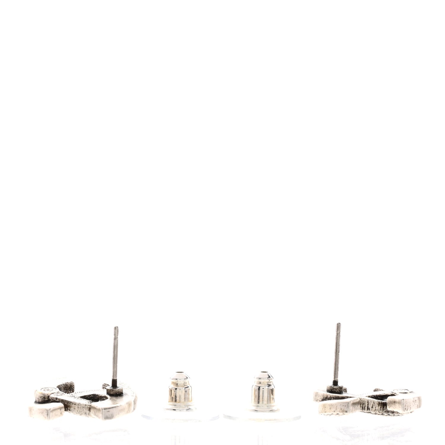 Chanel Textured CC Earrings Silver 4 of 5