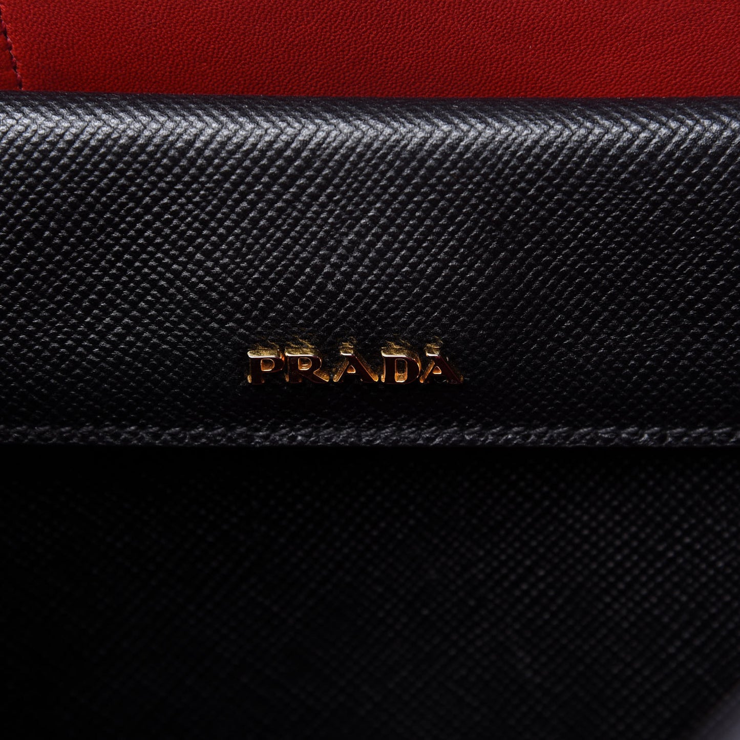 Saffiano Cuir Medium Double Bag Black Fuoco