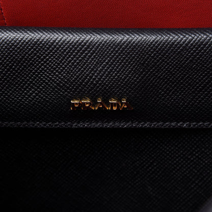 Prada Saffiano Cuir Medium Double Bag Black Fuoco 8 of 11