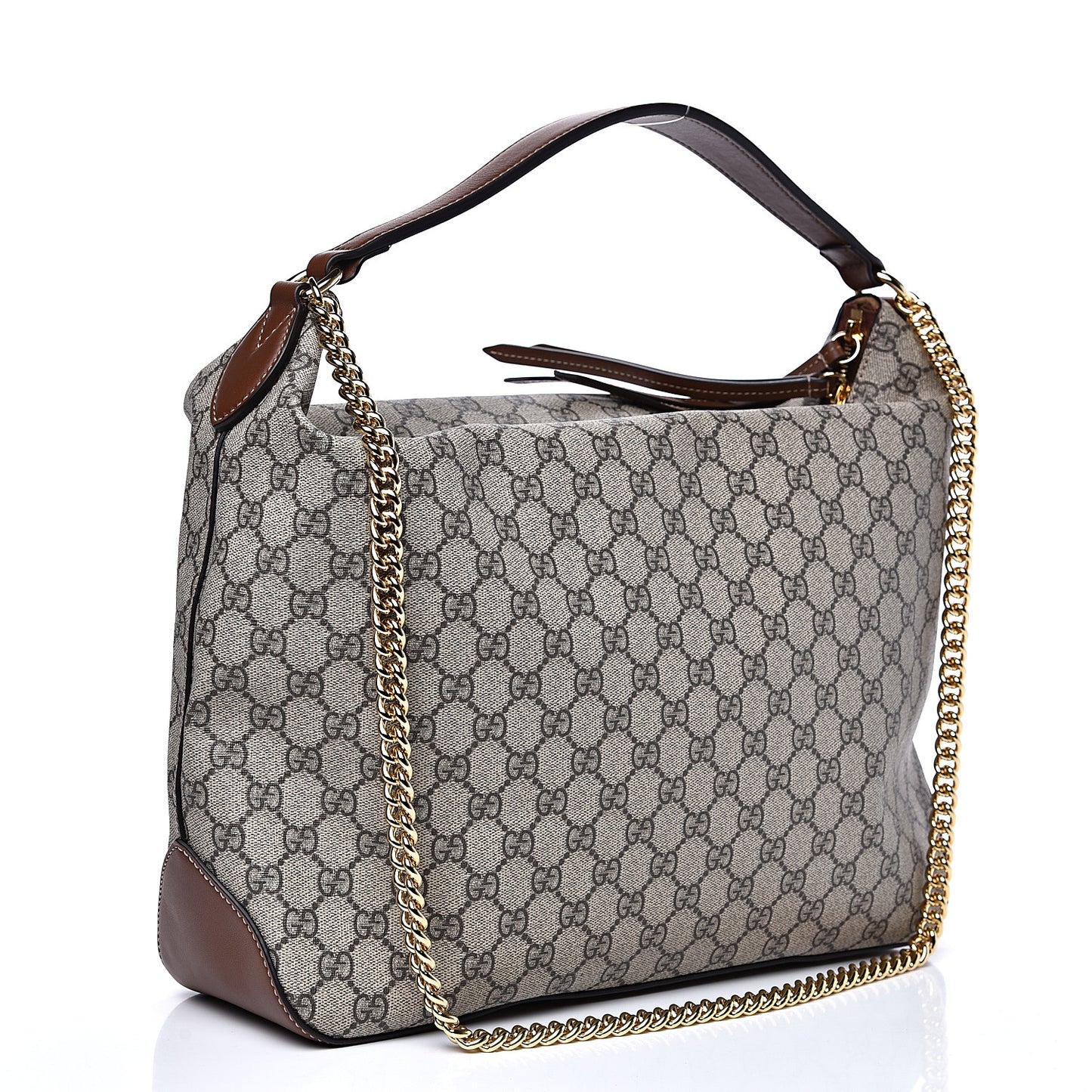 GG Supreme Monogram Large Linea A Hobo Light Brown